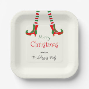 Assiettes En Carton Joyeux Noël aux jambes d'elfes