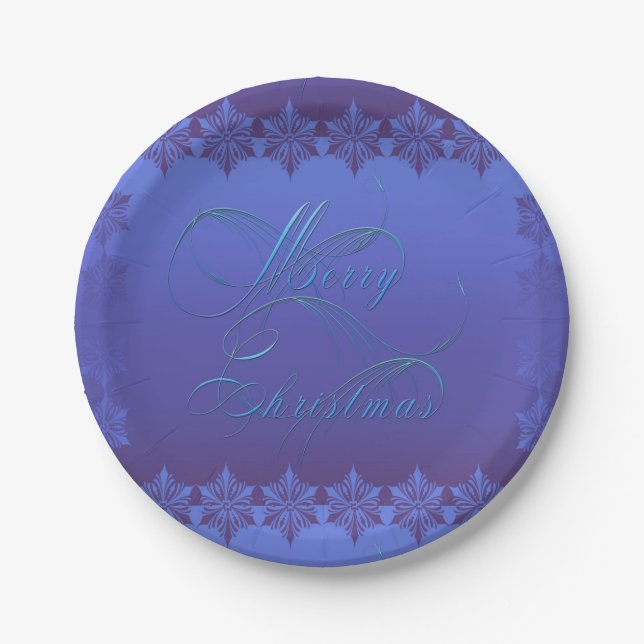 Assiettes En Carton Joyeux Noël bleu (Devant)