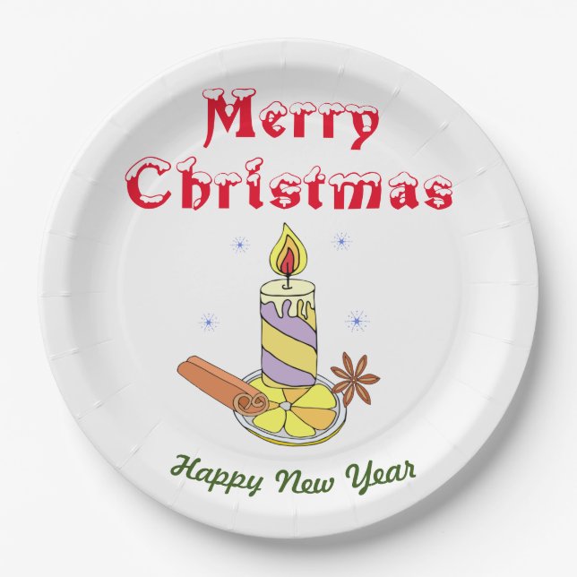 Assiettes En Carton Joyeux Noël Bonne année (Devant)