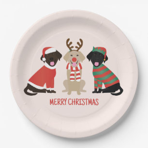 Assiettes En Carton Joyeux Noël Chiens Labrador Retriever