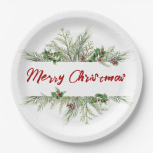 Assiettes En Carton Joyeux Noël Classique hiver Voeux de Noël