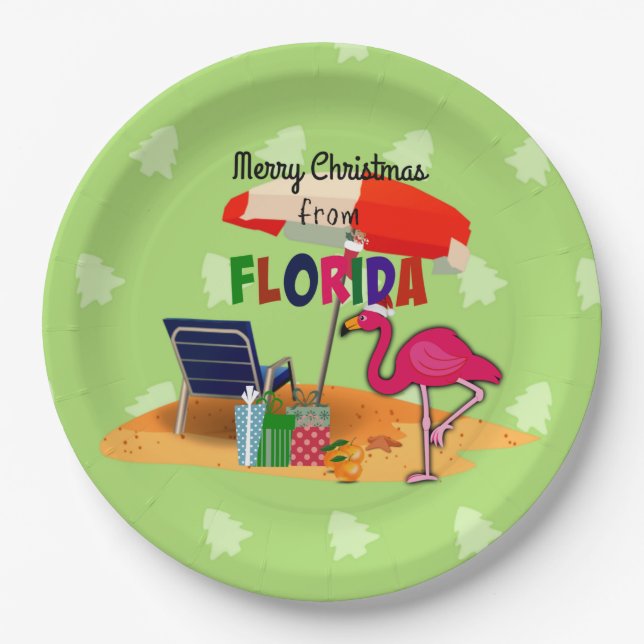 Assiettes En Carton Joyeux Noël de Floride (Devant)