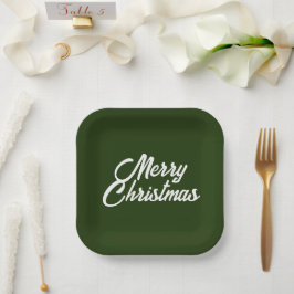 Assiettes En Carton Joyeux Noël en Forêt/Vert foncé