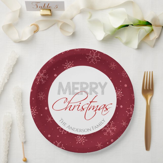 Assiettes En Carton Joyeux Noël | Flèches rouges et blanches (Mariage)