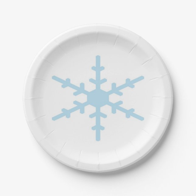 Assiettes En Carton Joyeux Noël - flocon de neige bleu d'hiver (Devant)