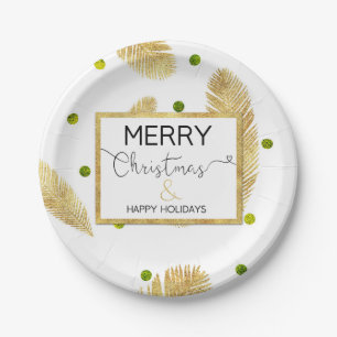 Assiettes En Carton Joyeux Noël Gold Parties scintillant Script - Plaq