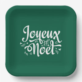 Assiettes En Carton Joyeux Noel Green