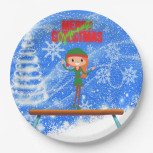 Assiettes En Carton Joyeux Noël Gymnast Elf