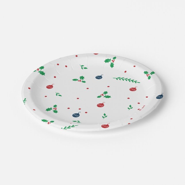Assiettes En Carton Joyeux Noël Mistletoe (Angle)