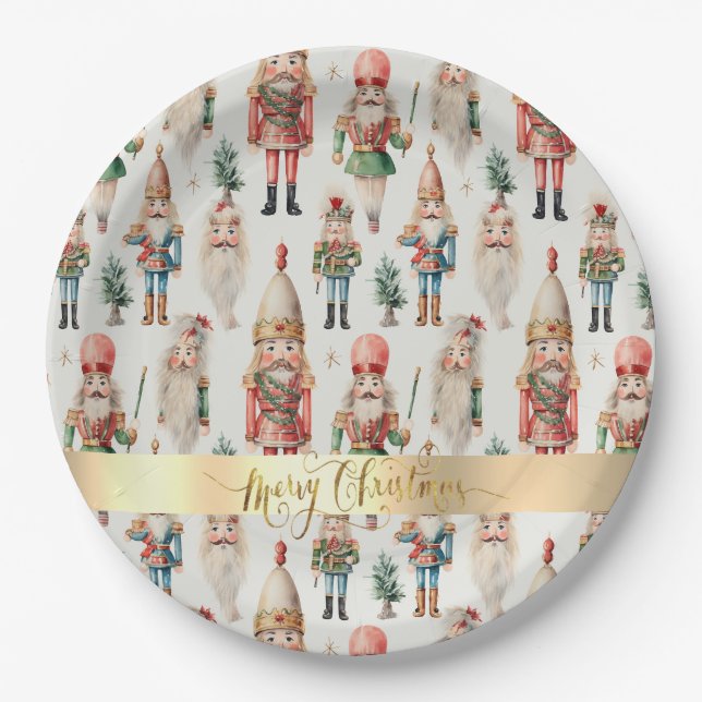Assiettes En Carton Joyeux Noël Nutcracker Holiday (Devant)