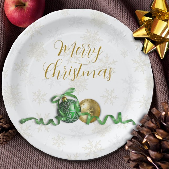 Assiettes En Carton Joyeux Noël Ornements Gold Fête (Créateur téléchargé)