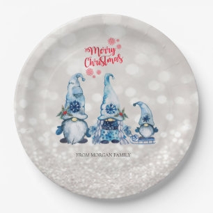 Assiettes En Carton Joyeux Noël, Parties scintillant Bokeh, Bleus mign