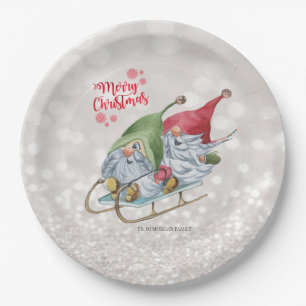 Assiettes En Carton Joyeux Noël, Parties scintillant Bokeh, Gnomes mig