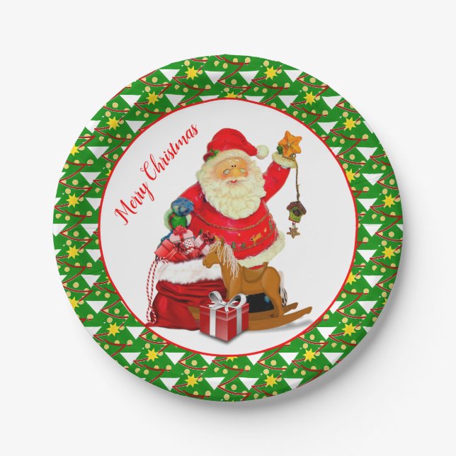 Assiettes En Carton Joyeux Noël Père Noël Fête (Devant)
