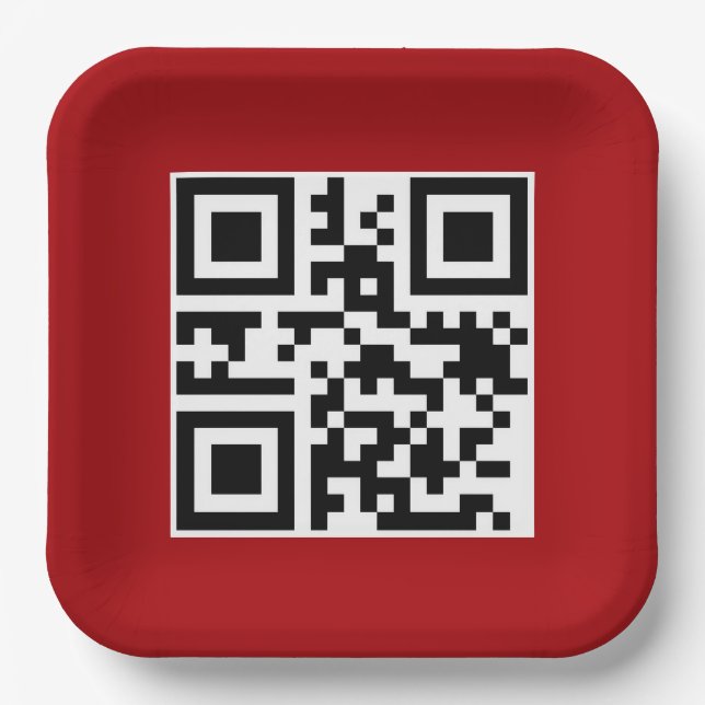 Assiettes En Carton Joyeux Noël QR Code sur rouge (Recto)