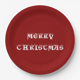 Assiettes En Carton Joyeux Noël rouge foncé