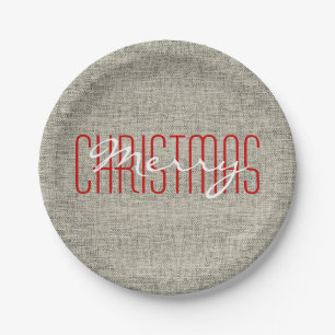 Assiettes En Carton Joyeux Noël Rustique Texture   Vacances