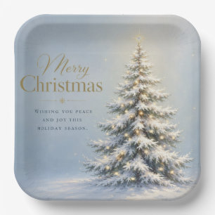 Assiettes En Carton Joyeux Noël Sapin enneigé