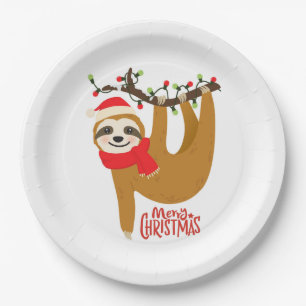 Assiettes En Carton Joyeux Noël Sloth   Vacances