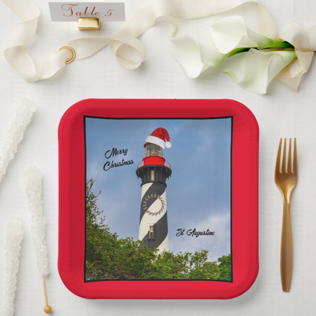 Assiettes En Carton Joyeux Noël St Augustine Florida Lighthouse (Mariage)