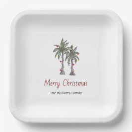 Assiettes En Carton Joyeux Noël Tropical Palm Trees