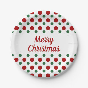 Assiettes En Carton Joyeux Noël Vacances Cute Blanc Rouge Pois