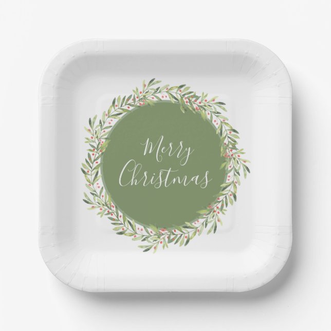 Assiettes En Carton Joyeux Noël vert (Recto)