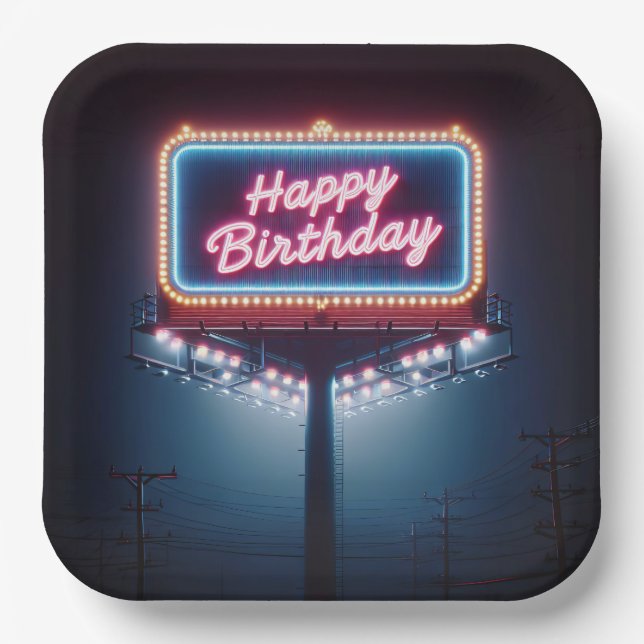 Assiettes En Carton Joyeux panneau d'affichage d'anniversaire (Recto)