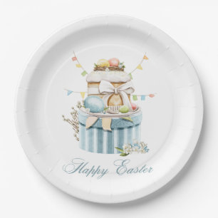 Assiettes En Carton Joyeux Pâques Pastel Oeufs Plaque de papier