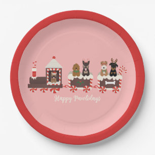 Assiettes En Carton Joyeux Pawlidays Chien Noël Train de vacances