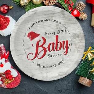 Assiettes En Carton Joyeux petit Baby shower de Noël
