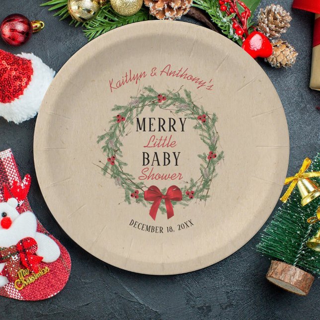 Assiettes En Carton Joyeux petit Baby shower de Noël (Créateur téléchargé)