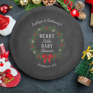 Assiettes En Carton Joyeux petit Baby shower de Noël