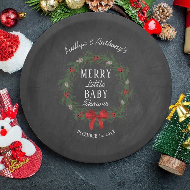 Assiettes En Carton Joyeux petit Baby shower de Noël (Créateur téléchargé)