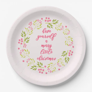 Assiettes En Carton Joyeux petit Noël Flower Wreath Plaques papier