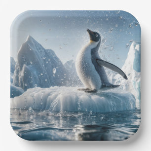Assiettes En Carton Joyeux Pingouin Sur Un Iceberg