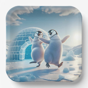Assiettes En Carton Joyeux Pingouins dansant