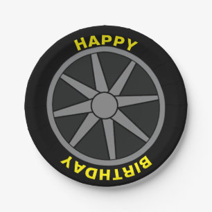 Assiettes En Carton Joyeux Pneus de voiture d'anniversaire
