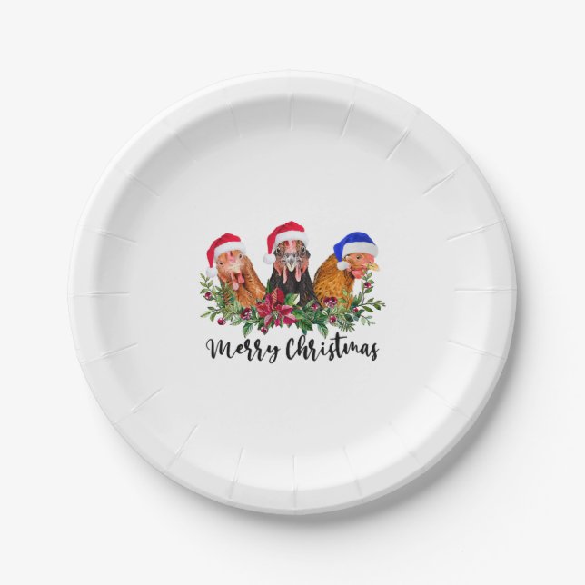 Assiettes En Carton Joyeux poulet de Noël (Devant)