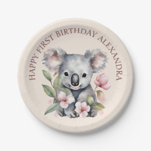 Assiettes En Carton Joyeux premier anniversaire aquarelle Koala