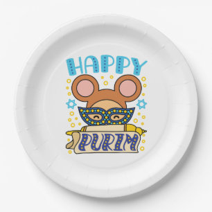 Assiettes En Carton Joyeux Purim Jewish Holiday Mask