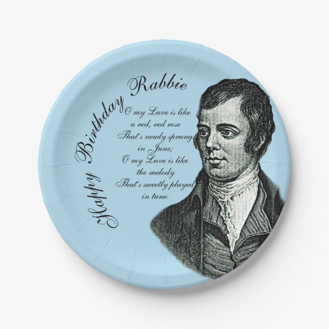 Assiettes En Carton Joyeux Rabbie anniversaire - Robert Burns Petit 7" (Devant)