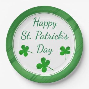 Assiettes En Carton Joyeux Saint Patrick`s Day Shamrock vert irlandais