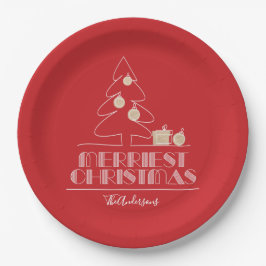 Assiettes En Carton Joyeux sapin rouge