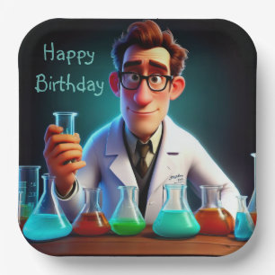 Assiettes En Carton Joyeux scientifique anniversaire