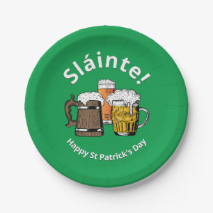 Assiettes En Carton JOYEUX ST PATRICK'S DAY Sláinte Beers