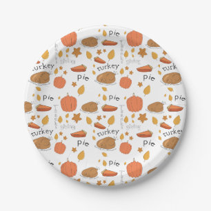 Assiettes En Carton Joyeux Thanksgiving Dinde & Tarte au potiron
