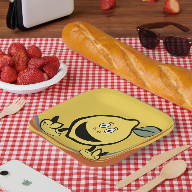 Assiettes En Carton Joyeux visage de citron (Créateur téléchargé)