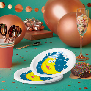 Assiettes En Carton Joyeux visage lune