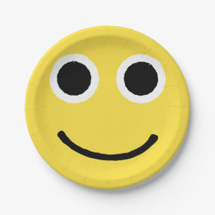 Assiettes En Carton Joyeux visage Yellow Smiling Emoji